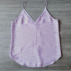 Express V-Neck Downtown Cami Purple/White Stripes XS